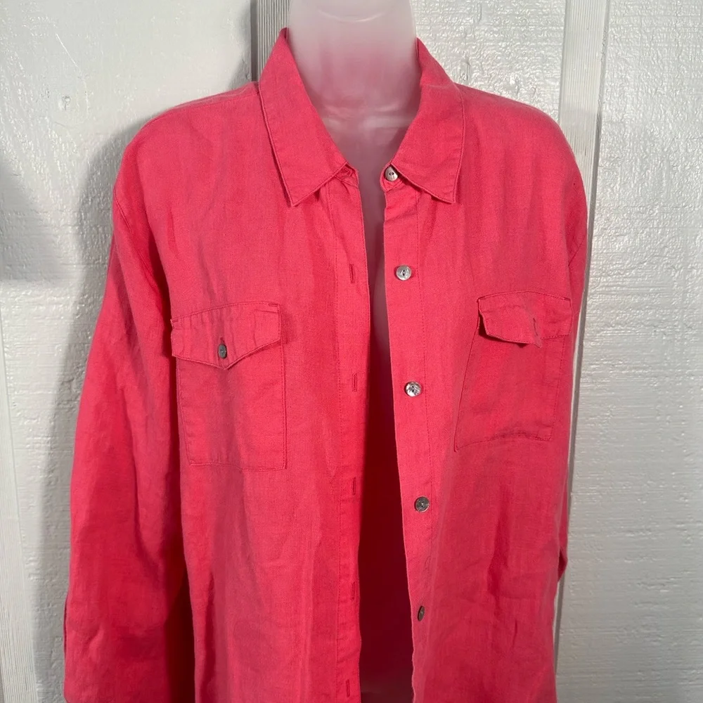 Lino by Chicos Women’s Pink Long Sleeve Button Down Top Size 2 (Large) EUC - Picture 4 of 8